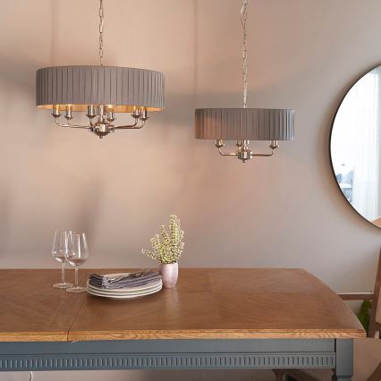 Endon 94397 - Candeeiro suspenso HIGHCLERE 6xE14/40W/230V cinzento/cromado brilhante