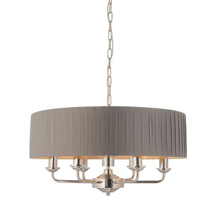 Endon 94397 - Candeeiro suspenso HIGHCLERE 6xE14/40W/230V cinzento/cromado brilhante