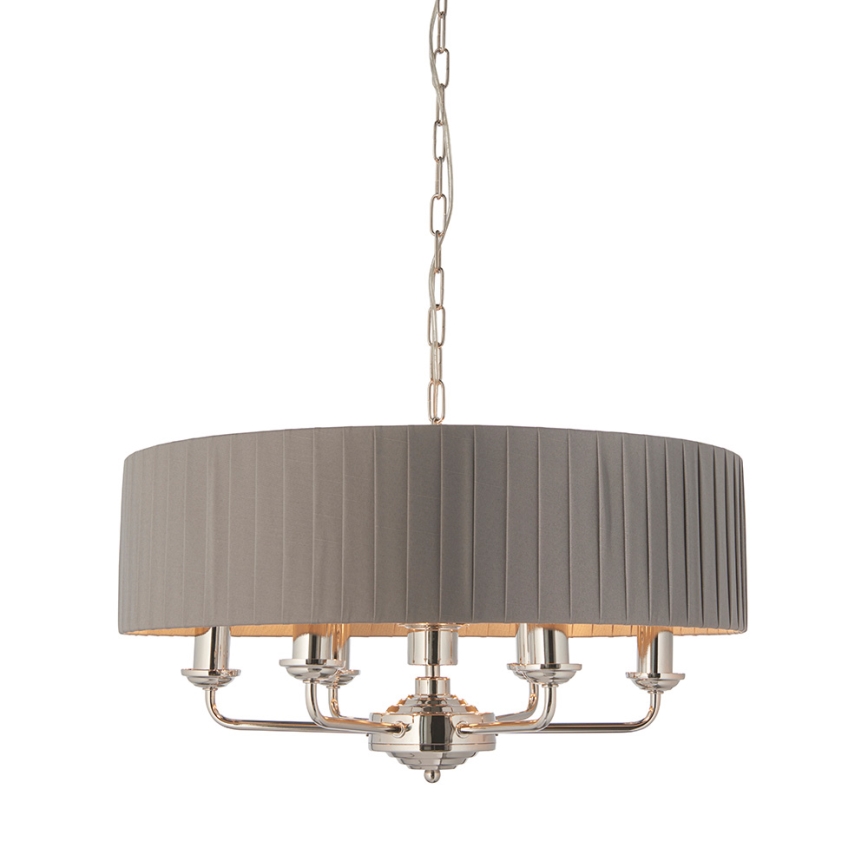 Endon 94397 - Candeeiro suspenso HIGHCLERE 6xE14/40W/230V cinzento/cromado brilhante