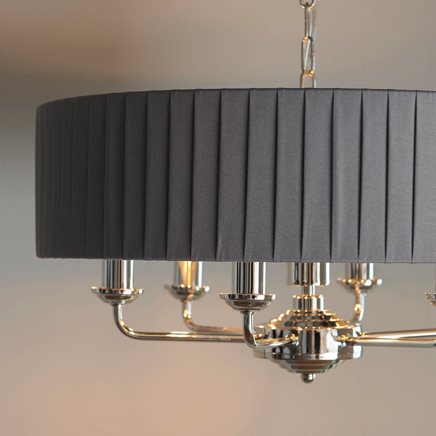 Endon 94397 - Candeeiro suspenso HIGHCLERE 6xE14/40W/230V cinzento/cromado brilhante