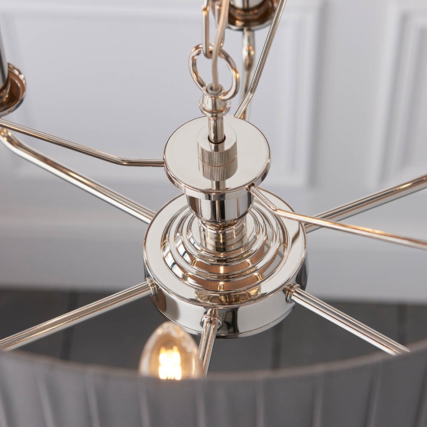 Endon 94397 - Candeeiro suspenso HIGHCLERE 6xE14/40W/230V cinzento/cromado brilhante