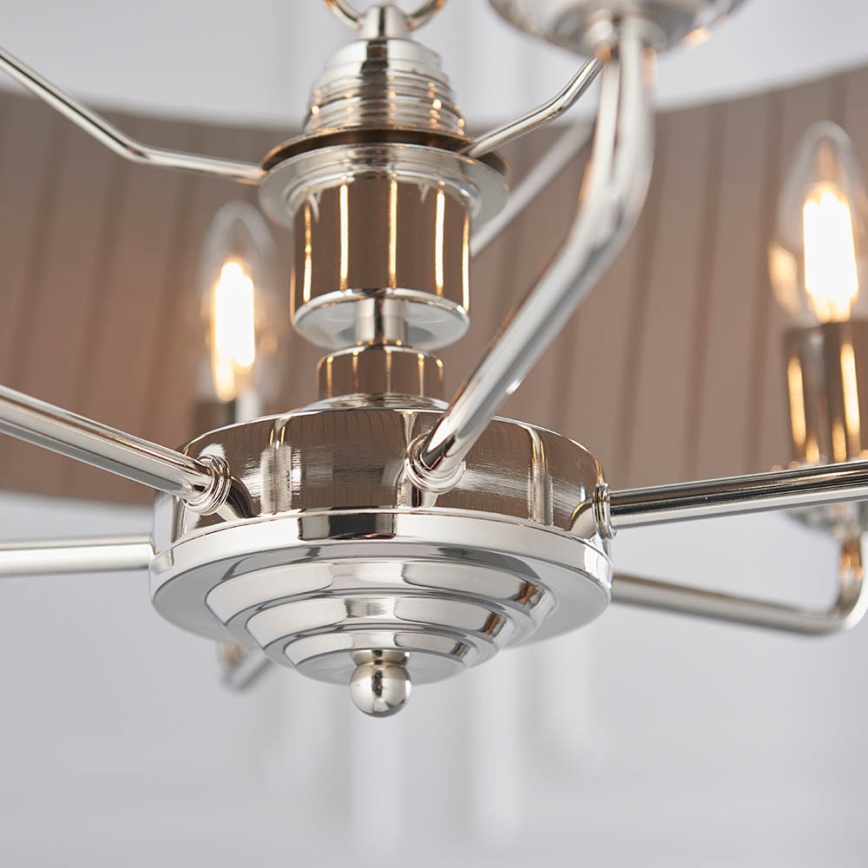 Endon 94397 - Candeeiro suspenso HIGHCLERE 6xE14/40W/230V cinzento/cromado brilhante