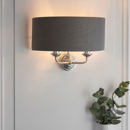 Endon 94406 - Iluminação de parede HIGHCLERE 2xE14/40W/230V cinzento escuro/cromado brilhante