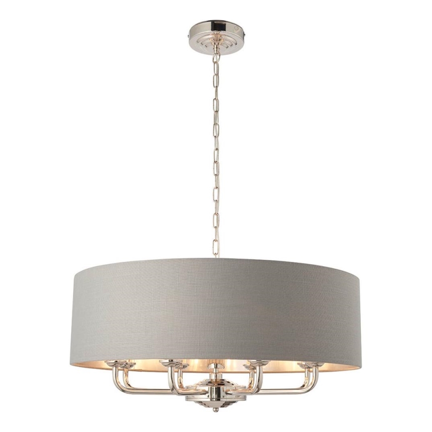 Endon 94415 - Candeeiro suspenso HIGHCLERE 8xE14/40W/230V cinzento/cromado brilhante diâmetro 70 cm