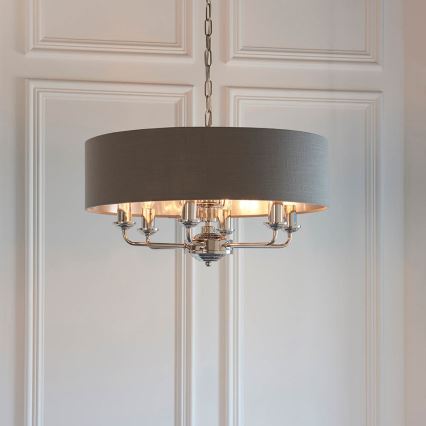 Endon 94415 - Candeeiro suspenso HIGHCLERE 8xE14/40W/230V cinzento/cromado brilhante diâmetro 70 cm