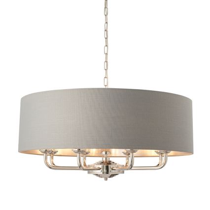 Endon 94415 - Candeeiro suspenso HIGHCLERE 8xE14/40W/230V cinzento/cromado brilhante diâmetro 70 cm