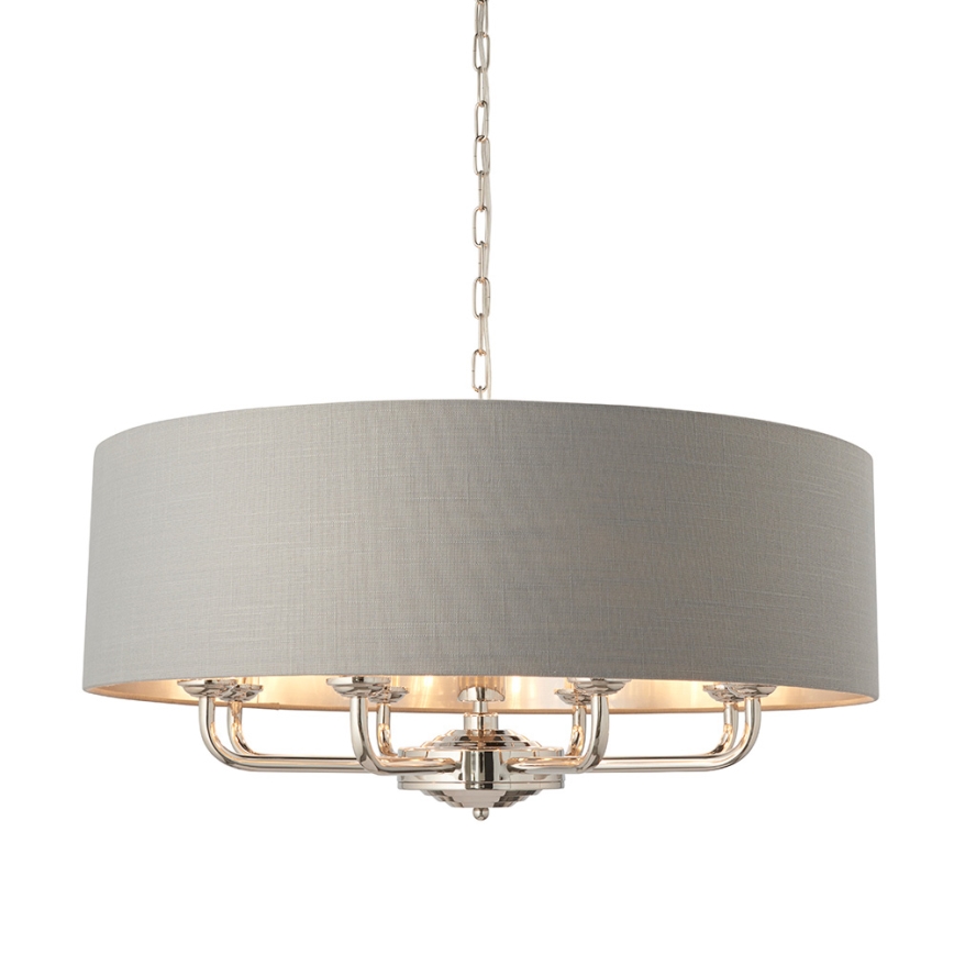 Endon 94415 - Candeeiro suspenso HIGHCLERE 8xE14/40W/230V cinzento/cromado brilhante diâmetro 70 cm