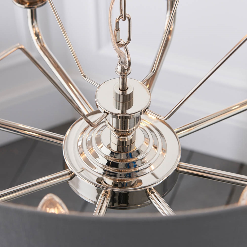 Endon 94415 - Candeeiro suspenso HIGHCLERE 8xE14/40W/230V cinzento/cromado brilhante diâmetro 70 cm