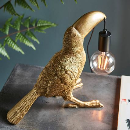 Endon 95077 - Candeeiro de mesa TOCO TOUCAN 1xE27/10W/230V dourado