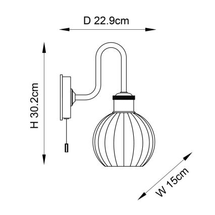 Endon 95507 - Iluminação de parede para casa de banho KENDALL 1xE27/10W/230V IP44 latão