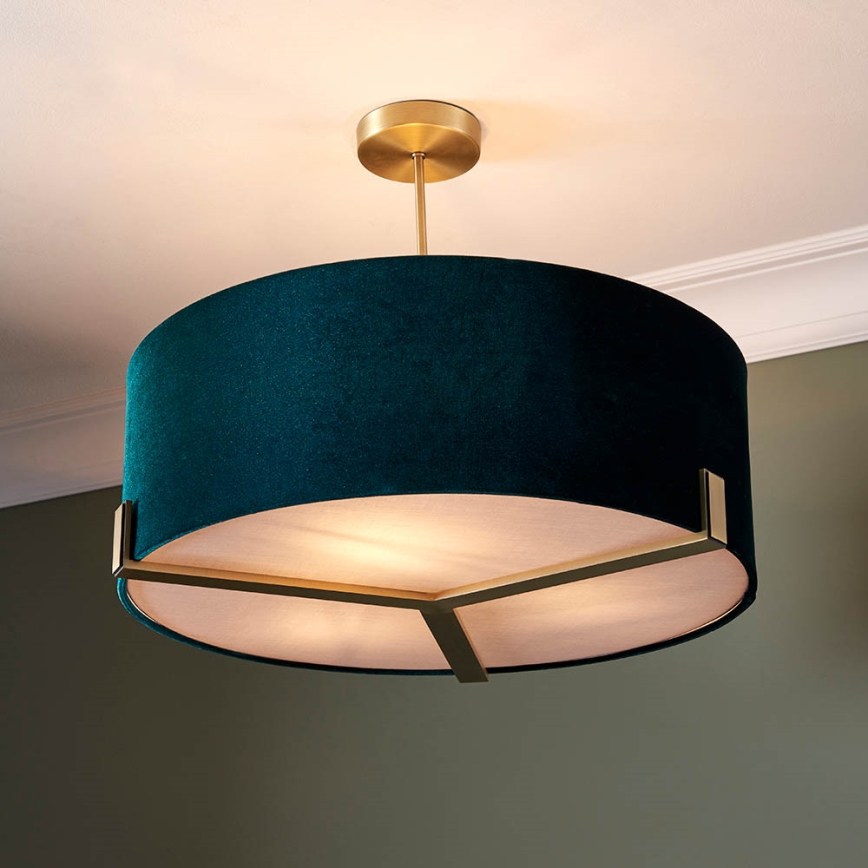 Endon 95839 - Candeeiro suspenso HAYFIELD 3xE27/40W/230V latão/verde