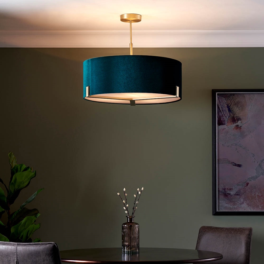 Endon 95839 - Candeeiro suspenso HAYFIELD 3xE27/40W/230V latão/verde