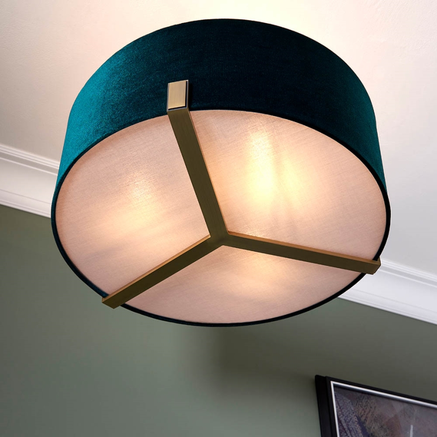 Endon 95839 - Candeeiro suspenso HAYFIELD 3xE27/40W/230V latão/verde