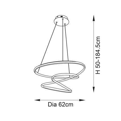Endon 97632 - Lustre LED suspenso por cabo DUNE LED/47,5W/230V 3000K preto