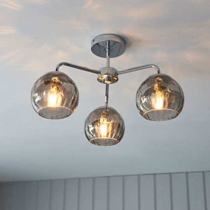 Endon 97971 - Plafon DIMPLE 3xE14/7W/230V cromado brilhante/cinza fumê