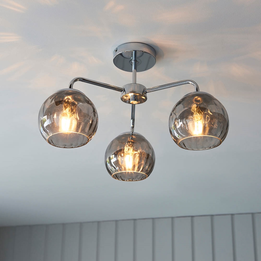 Endon 97971 - Plafon DIMPLE 3xE14/7W/230V cromado brilhante/cinza fumê
