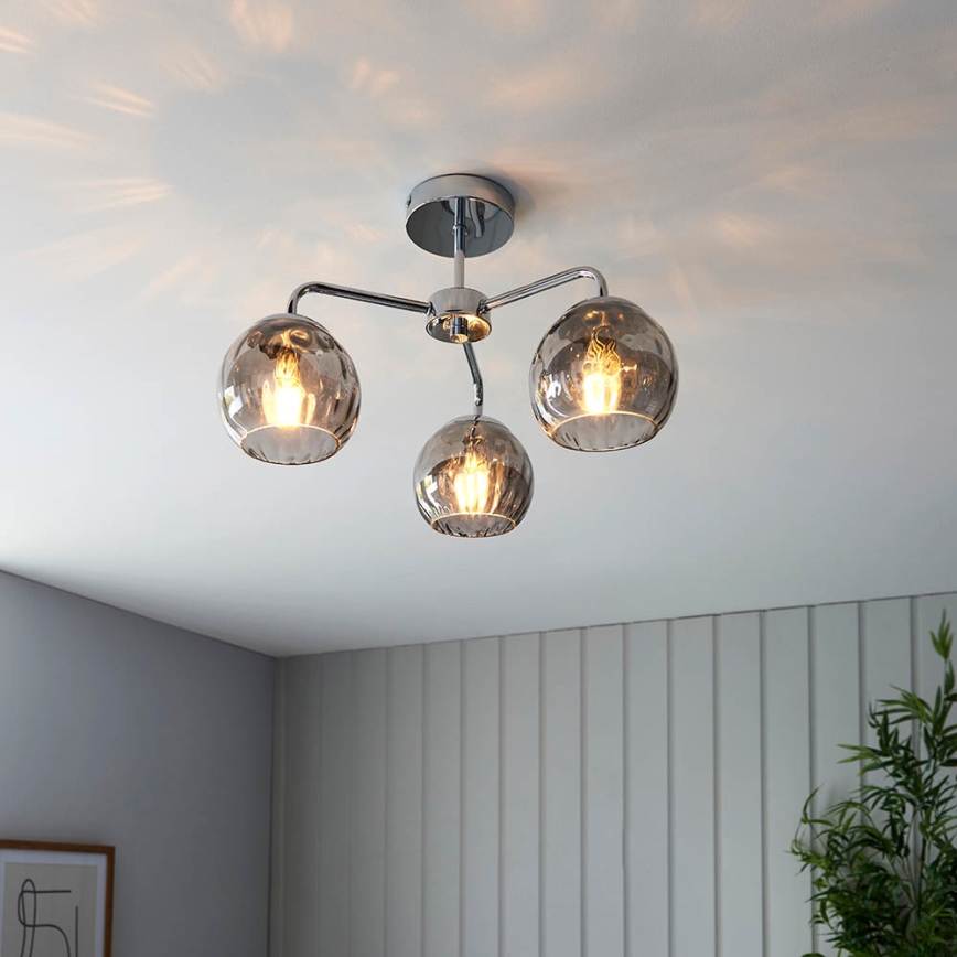 Endon 97971 - Plafon DIMPLE 3xE14/7W/230V cromado brilhante/cinza fumê