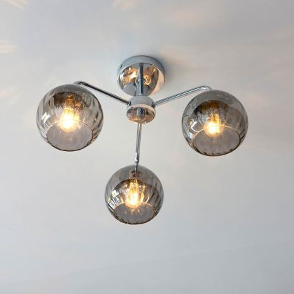 Endon 97971 - Plafon DIMPLE 3xE14/7W/230V cromado brilhante/cinza fumê