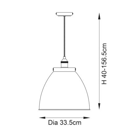 Endon 98749 - Candeeiro pendente com cabo FRANKLIN 1xE27/10W/230V preto/latão