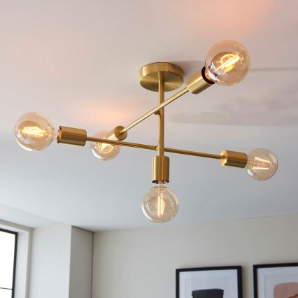 Endon 98786 - Lustre em haste SOHAN 5xE27/10W/230V latão