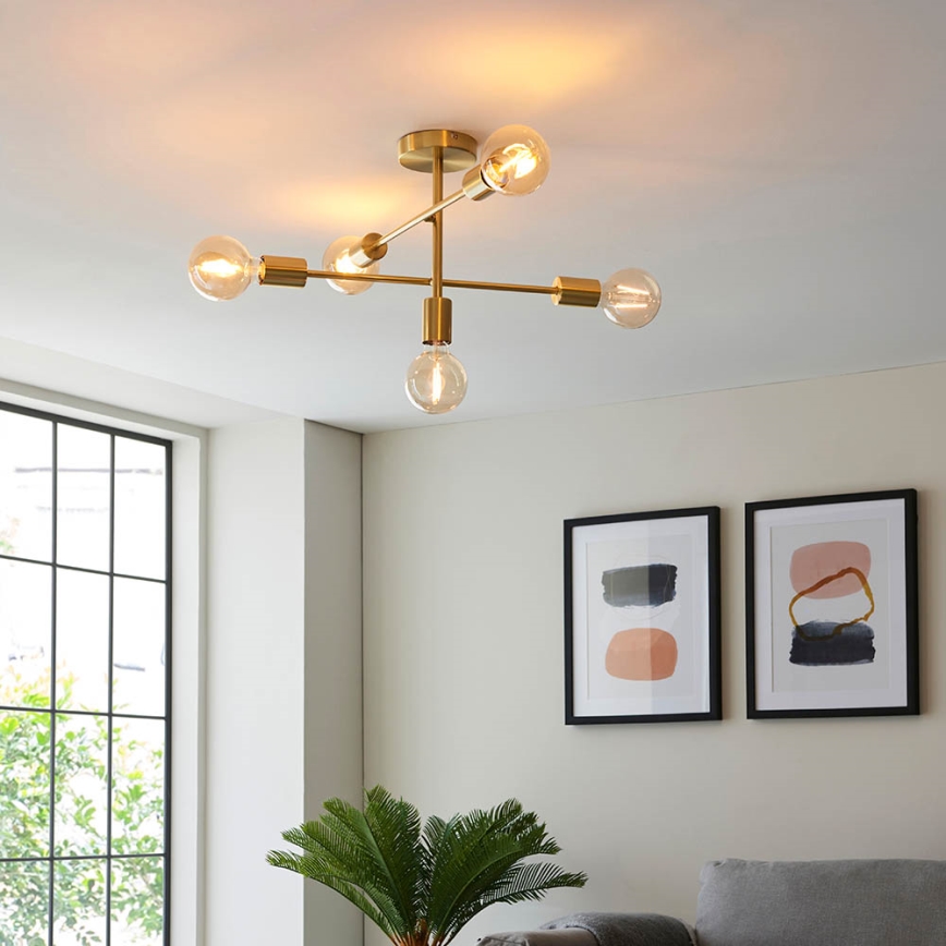 Endon 98786 - Lustre em haste SOHAN 5xE27/10W/230V latão