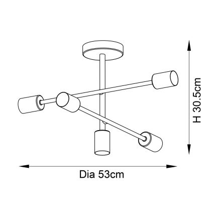 Endon 98786 - Lustre em haste SOHAN 5xE27/10W/230V latão