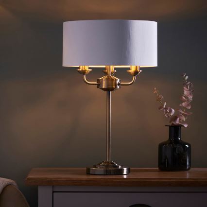 Endon 98932 - Luminária de mesa HIGHCLERE 3xE14/18W/230V branca/latão Ø 32 cm