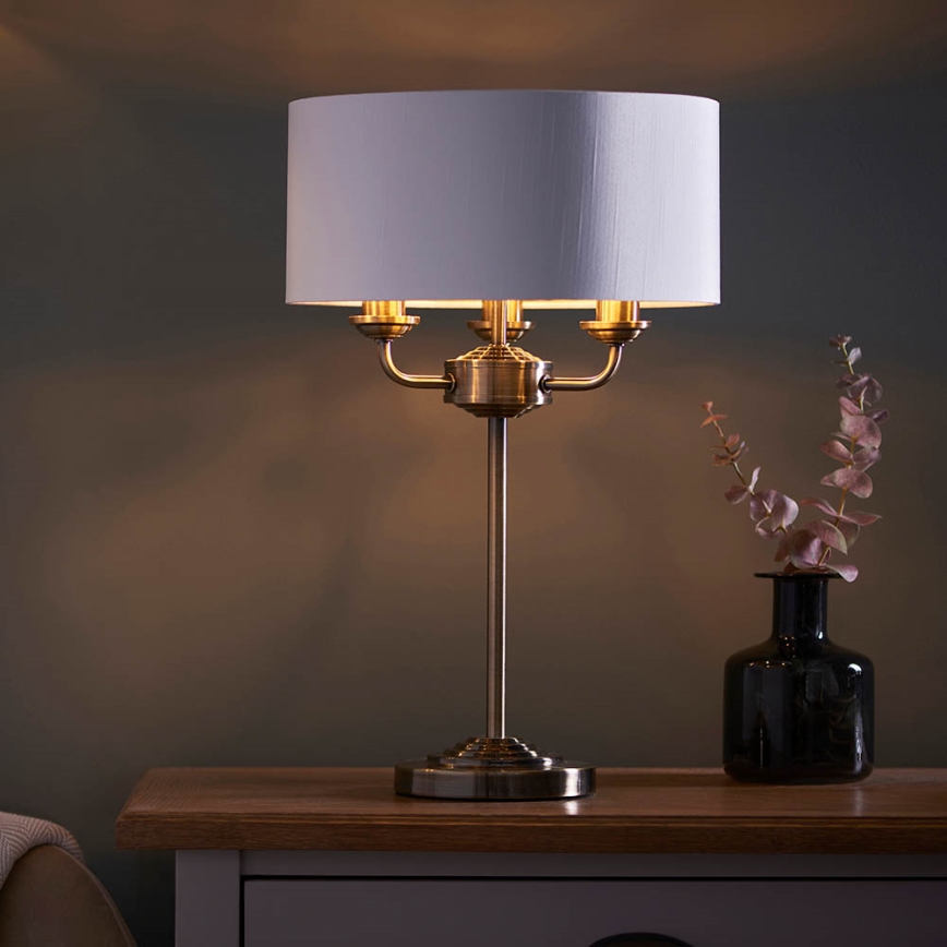 Endon 98932 - Luminária de mesa HIGHCLERE 3xE14/18W/230V branca/latão Ø 32 cm