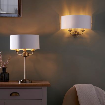 Endon 98932 - Luminária de mesa HIGHCLERE 3xE14/18W/230V branca/latão Ø 32 cm