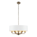 Endon 98933 - Candeeiro suspenso HIGHCLERE 6xE14/40W/230V branco/latão diâmetro 55 cm