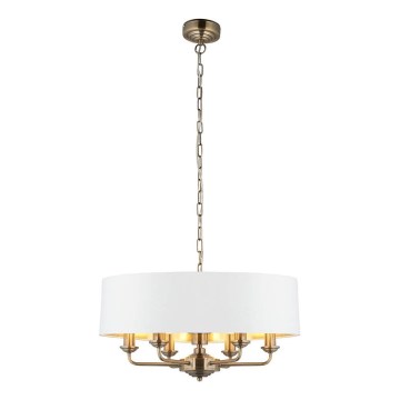 Endon 98933 - Candeeiro suspenso HIGHCLERE 6xE14/40W/230V branco/latão