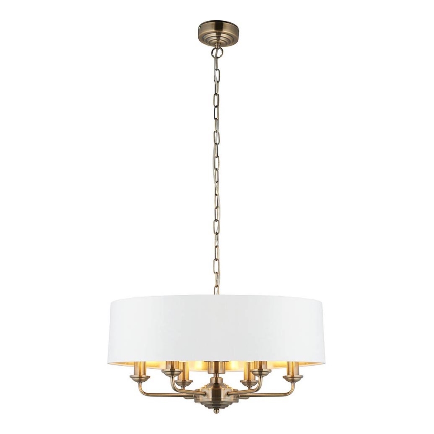 Endon 98933 - Candeeiro suspenso HIGHCLERE 6xE14/40W/230V branco/latão