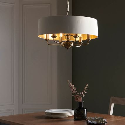 Endon 98933 - Candeeiro suspenso HIGHCLERE 6xE14/40W/230V branco/latão