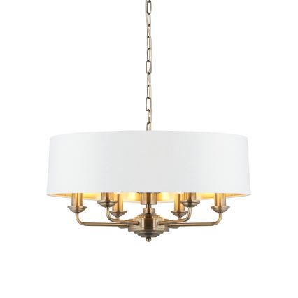 Endon 98933 - Candeeiro suspenso HIGHCLERE 6xE14/40W/230V branco/latão