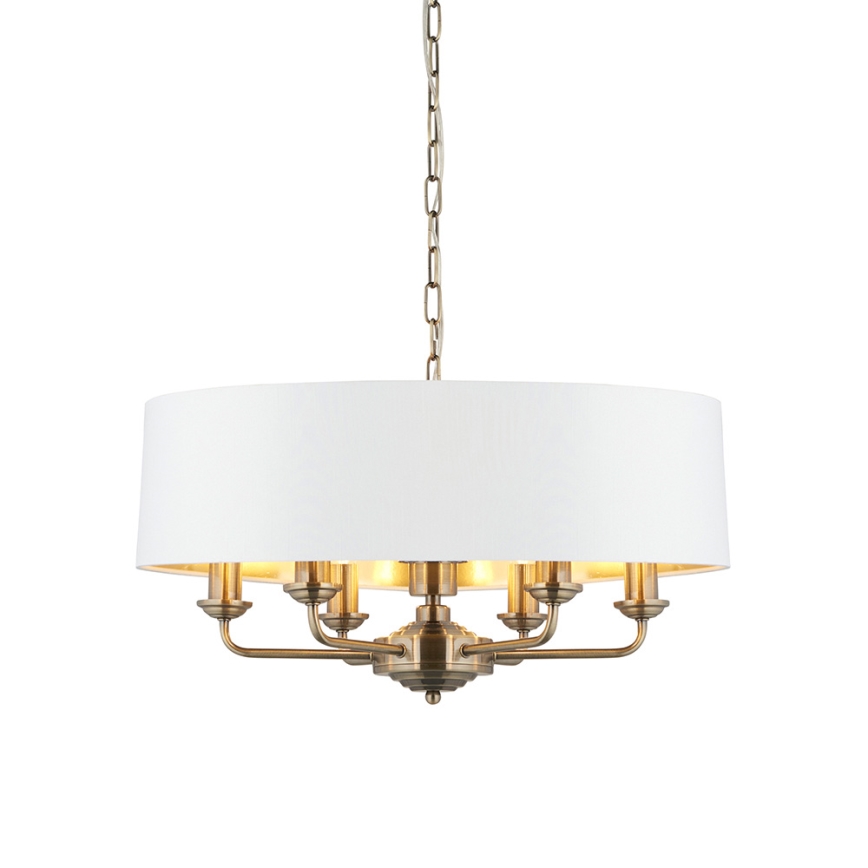 Endon 98933 - Candeeiro suspenso HIGHCLERE 6xE14/40W/230V branco/latão