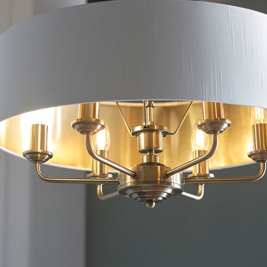 Endon 98933 - Candeeiro suspenso HIGHCLERE 6xE14/40W/230V branco/latão