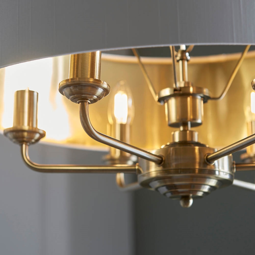 Endon 98933 - Candeeiro suspenso HIGHCLERE 6xE14/40W/230V branco/latão