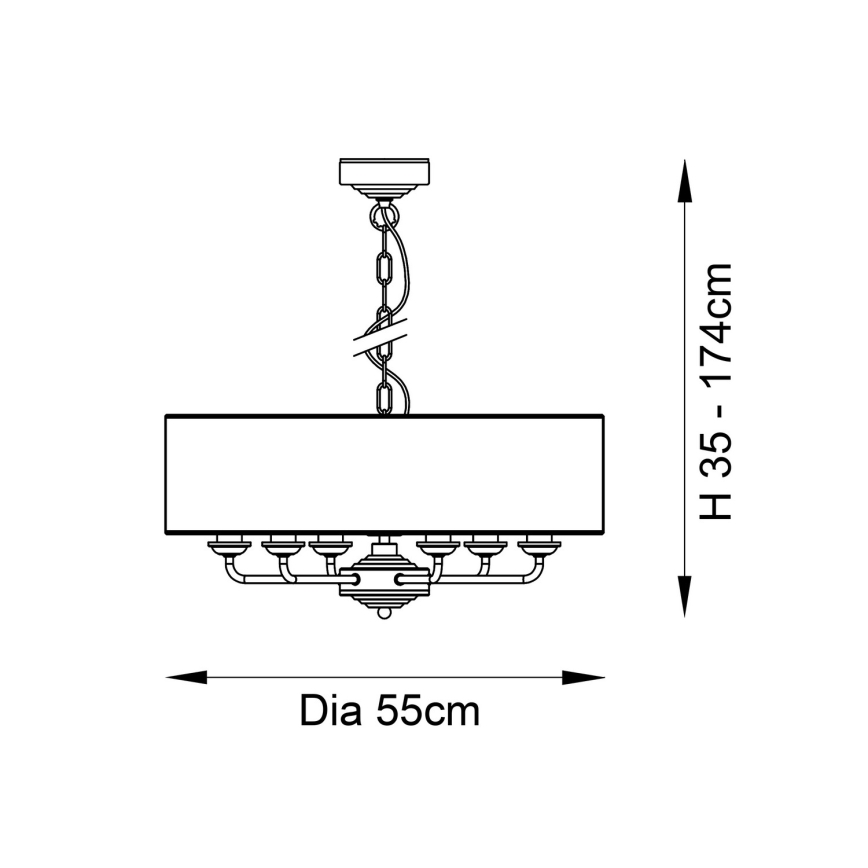 Endon 98933 - Candeeiro suspenso HIGHCLERE 6xE14/40W/230V branco/latão