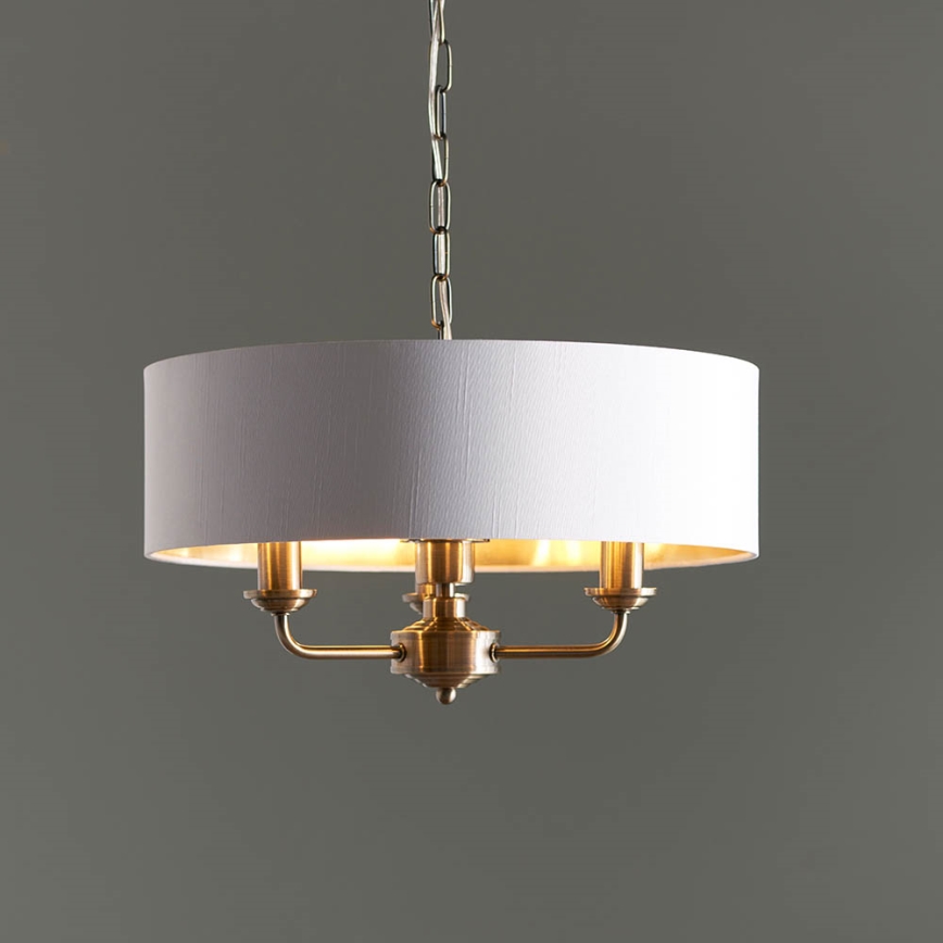 Endon 98934 - Candeeiro suspenso HIGHCLERE 3xE14/40W/230V branco/latão