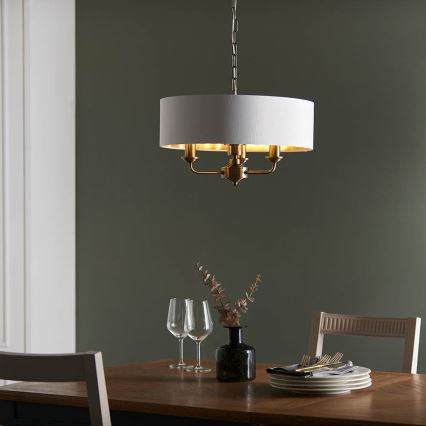 Endon 98934 - Candeeiro suspenso HIGHCLERE 3xE14/40W/230V branco/latão