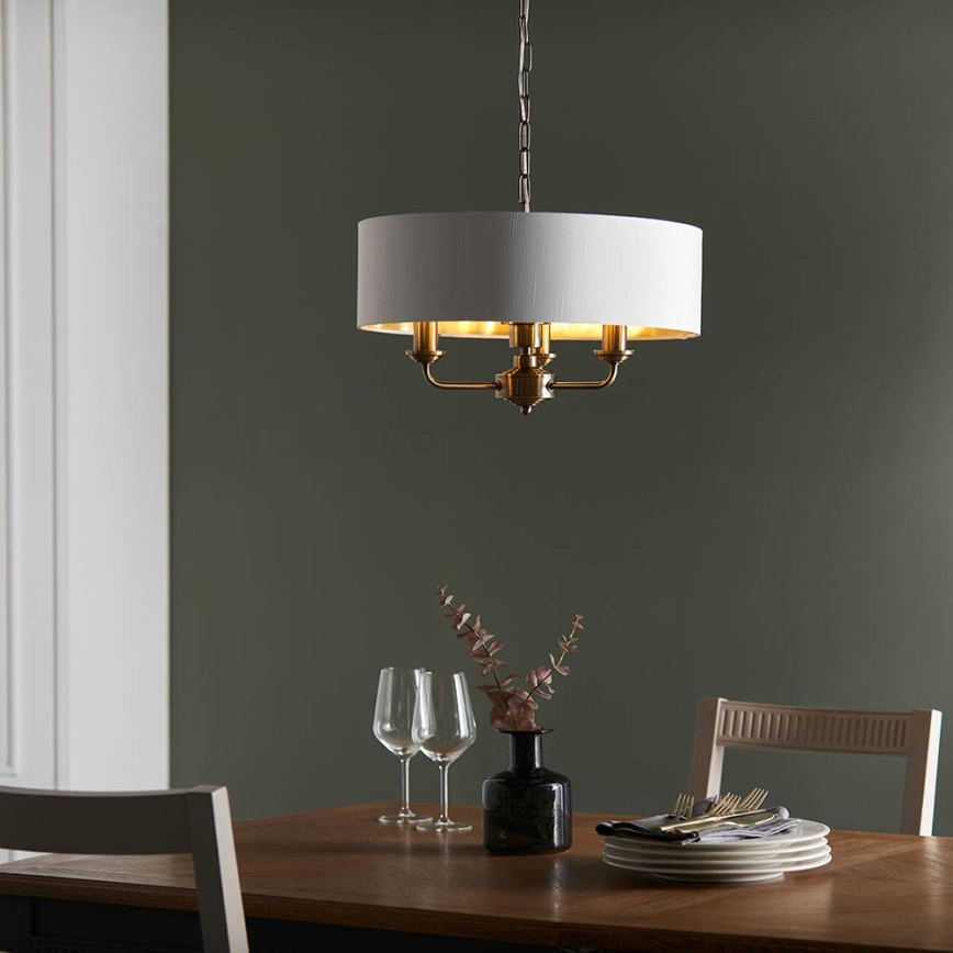 Endon 98934 - Candeeiro suspenso HIGHCLERE 3xE14/40W/230V branco/latão