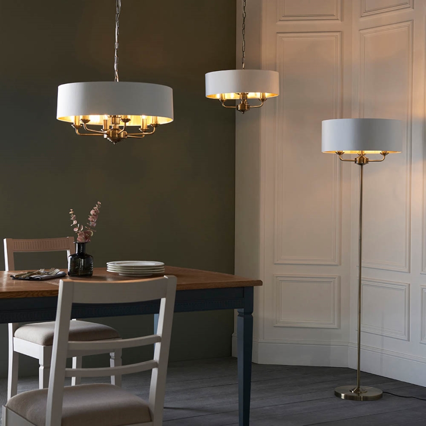 Endon 98934 - Candeeiro suspenso HIGHCLERE 3xE14/40W/230V branco/latão