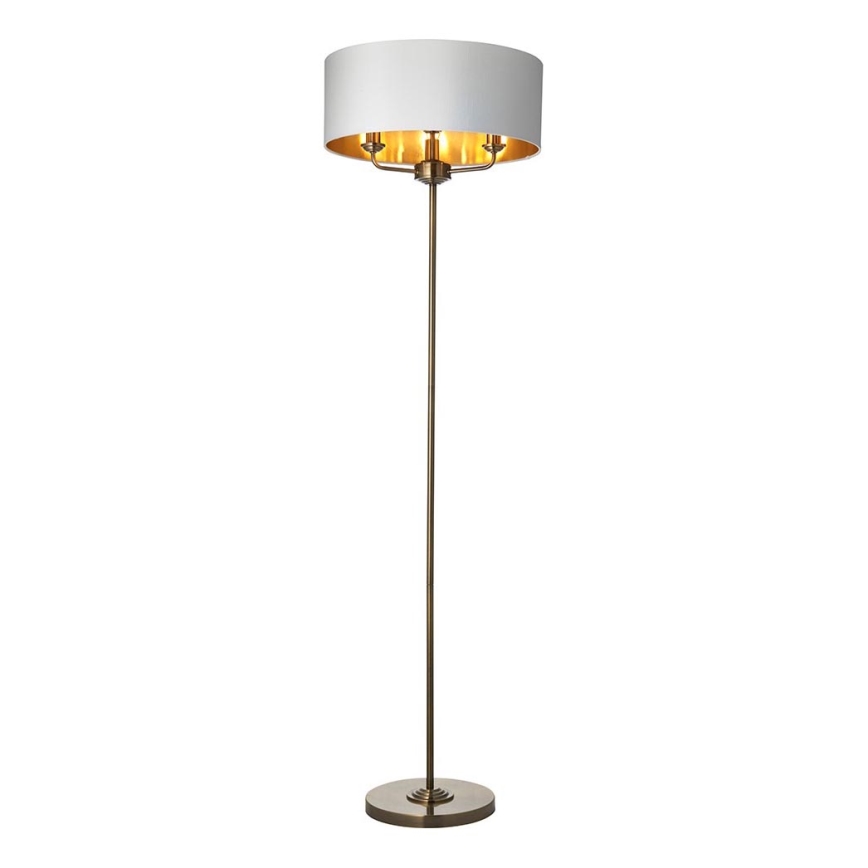 Endon 98935 - Candeeiro de chão HIGHCLERE 3xE14/40W/230V branco/latão diâmetro 47 cm