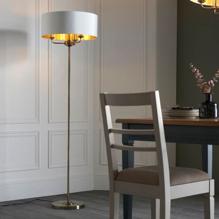 Endon 98935 - Candeeiro de chão HIGHCLERE 3xE14/40W/230V branco/latão diâmetro 47 cm