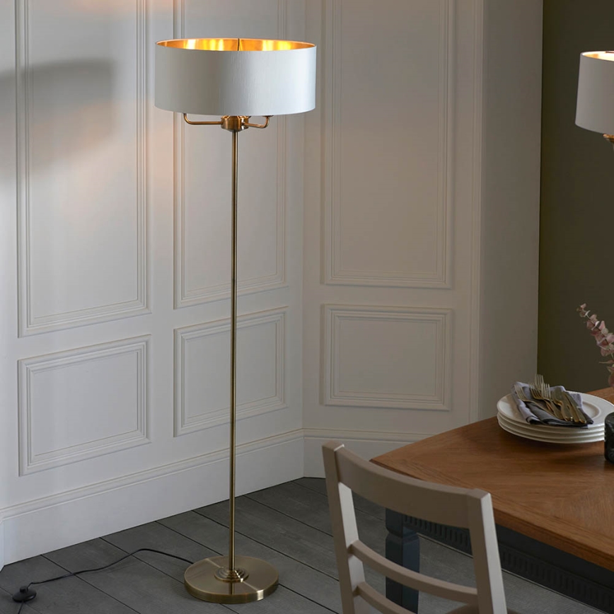 Endon 98935 - Candeeiro de chão HIGHCLERE 3xE14/40W/230V branco/latão diâmetro 47 cm