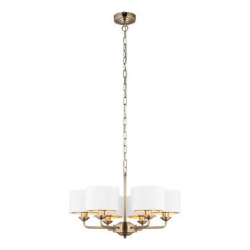 Endon 98936 - Candeeiro suspenso HIGHCLERE 6xE14/28W/230V branco/latão