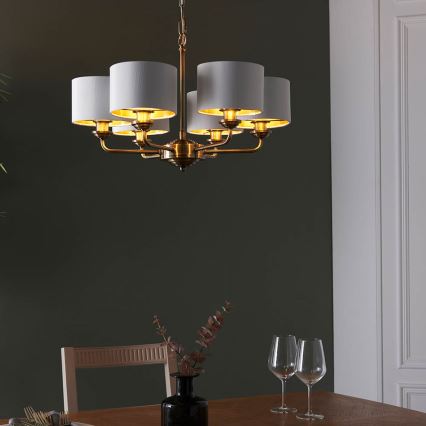Endon 98936 - Candeeiro suspenso HIGHCLERE 6xE14/28W/230V branco/latão