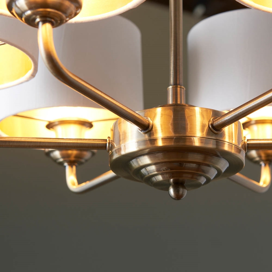Endon 98936 - Candeeiro suspenso HIGHCLERE 6xE14/28W/230V branco/latão