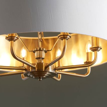 Endon 98938 - Lustre em corrente HIGHCLERE 8xE14/40W/230V Ø 70 cm branco/latão