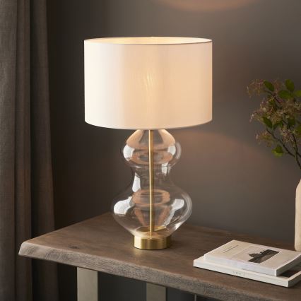 Endon 99110 - Candeeiro de mesa regulável KELDA 1xE27/10W/230V branco/dourado